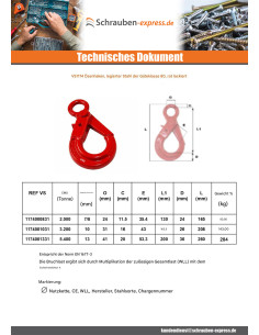 Augenhaken mit Verriegelung Grad 80 13 mm roter Stahl 2