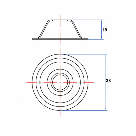 1 x Konische Rosette 19x38 Verzinkt