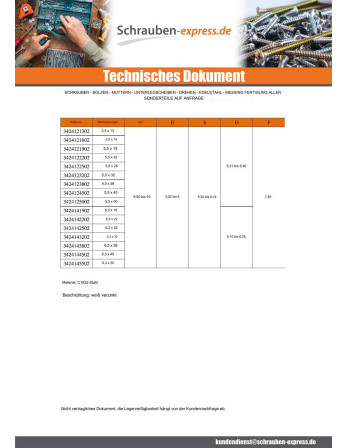 1 x Blechschraube Innensechskantschraube...