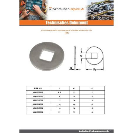 1 x Scheiben/Unterlegscheibe Für Holzbau 14x44x4 Verzinkt