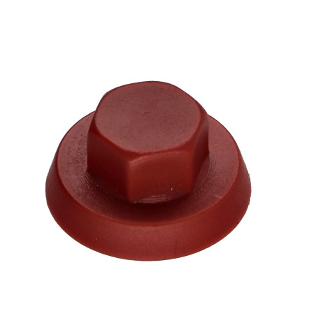 1 x Kappe Sechskantkopf Polyethylen RAL3011 braunrot für Bohrschrauben oder Blechschrauben Ø 4,8-5,5