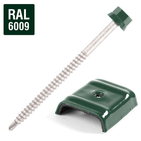 1 x Selbstbohrende Schrauben mit Reiter für Dächer 2 stück Type E1 RAL6009 tannengrün 6,3 x 100