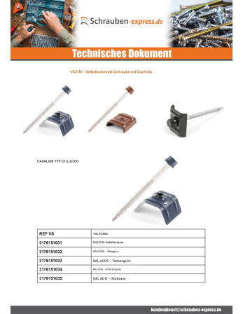 1 x Selbstbohrende Schrauben mit Reiter für...