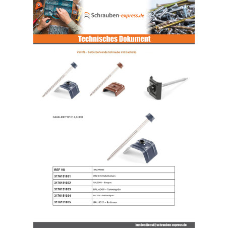 1 x Selbstbohrende Schrauben mit Reiter für Dächer 2 stück Type E1 RAL6009 tannengrün 6,3 x 100