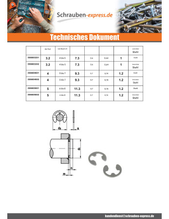 1 x E-Clip Für Durchmesser Nut 4 Verzinkt