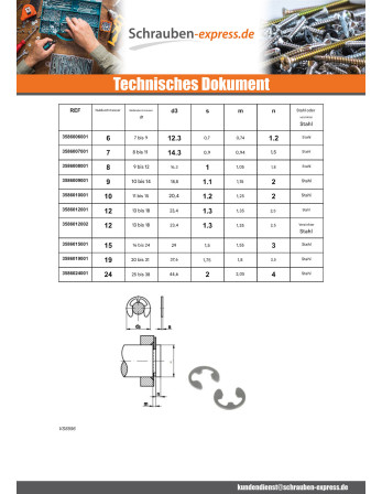1 x E-Clip Für Durchmesser Nut 4 Verzinkt