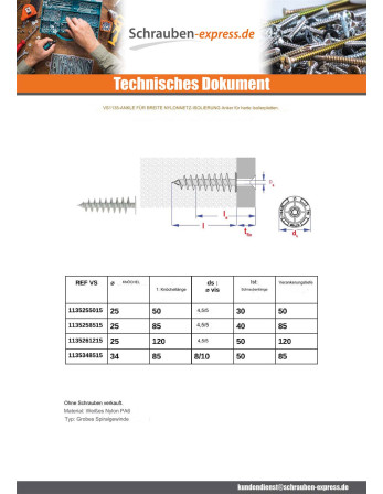 1 x Dübel Isolierung gewing FETT 34x85 Nylon