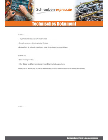 1 x Dübel Isolierung gewing FETT 34x85 Nylon