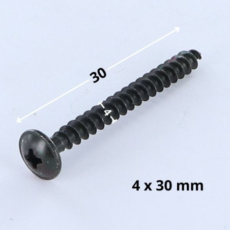 1 x Spanplattenschrauben Flachrundkopfschraube Pozi N°2 4X30 Gesamtgewinde Kopf-Durchmesser 10 Stahl schwarz verzinkt