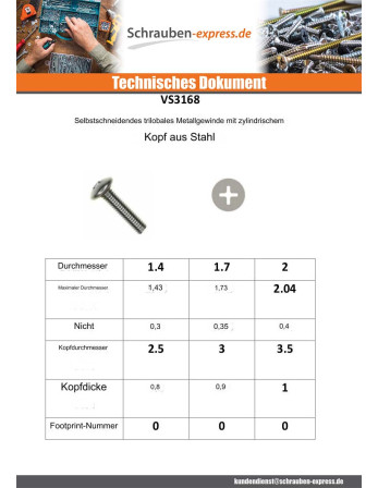 1 x Gewindefurchende Schraube Gewinde Metalle...