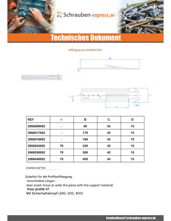 1 x Suspension Länge 80 Verzinkt