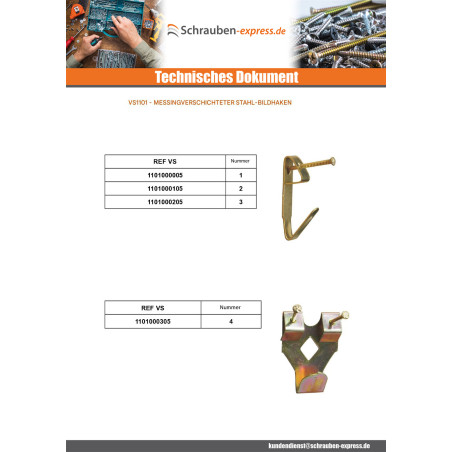 1 x Schachtel mit 10 Haken Bild Mit Nagel Nummer 2 Vermessingtem Stahl