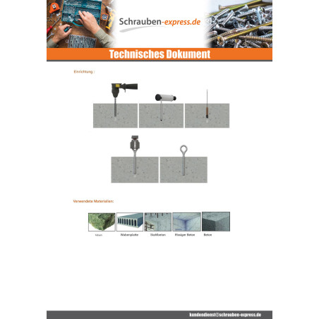 1 x Ringschraube Beton 8X55 Verzinkt
