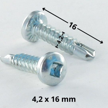 1 x Selbstbohrende Schrauben Zylindrischer Flachkopf EMPR Viereckig 4,2 x 16 Verzinkt Viereckig 2