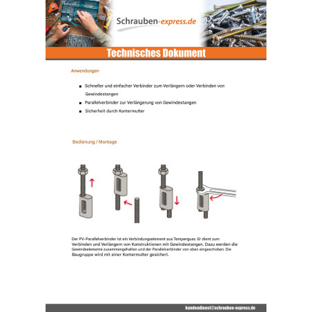 1 x Verbinderplatte Fischer Von Stange GEWINDE PV M6