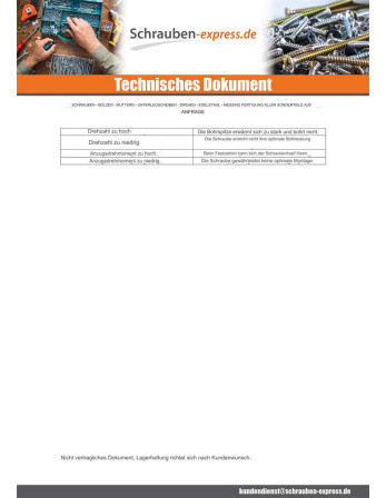 1 x Selbstbohrende Schrauben Senkkopfschraube...