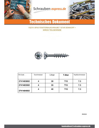 1 x Fensterbauschraube Spax FEX-H...