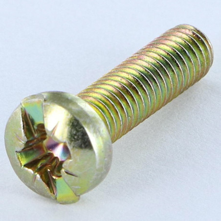 1 x Metallschrauben Zylindrischer Halbrundkopf POZI und gespalten M4x16 Kopf-Durchmesser 7 Dichromat
