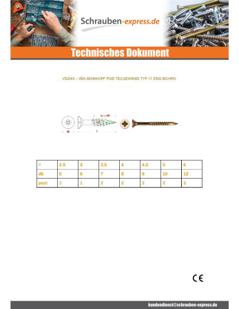 1 x Spanplattenschrauben TEKOR Senkkopfschraube...