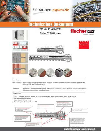 1 x Spreizdübel Fischer SX MEHR 6x30 Nylon