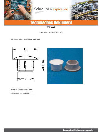 1 x Abdeckkappe Loch 12/5,5 Länge 5.6 Aluminium...
