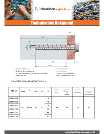 1 x Betonschraube Sechskantkopf Kreuzschlitz...