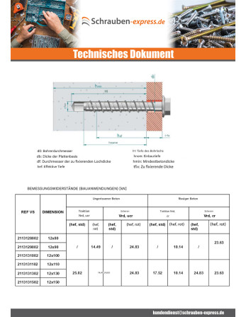 1 x Betonschraube Sechskantkopf Kreuzschlitz...