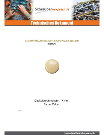 1 x Schraubenkopfabdeckung T30 Kopf-Durchmesser...