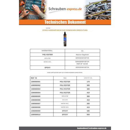 1 x PATRONE Von 585 ML HARZ EPOXID