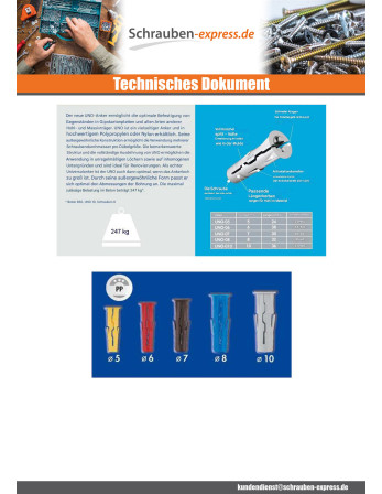 1 x Dübel Universal PP UNO 5 Gelb RAWLPLUG