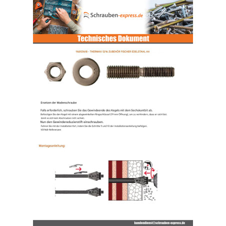 1 x Zubehörteil THERMAX Fischer 12/16 Edelstahl A4