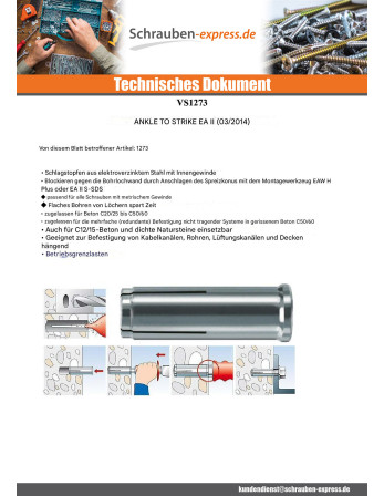 1 x Schlagdübel Fischer EAII M20X80 Verzinkt