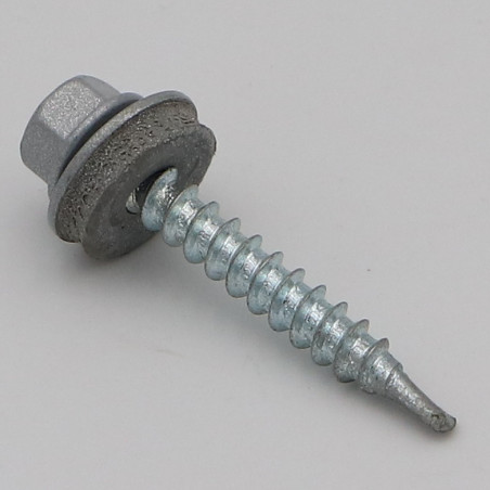 1 x Selbstbohrende Schrauben Sechskantkopf 4,8 x 35 Scheibe mit EPDM Neopren-Dichtung Verzinkt RAL9006 weißaluminium