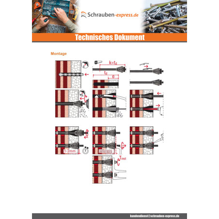 1 x Distanzmontage THERMAX Fischer 16/170 M12 Edelstahl A4