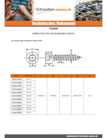 1 x Blechschraube Innensechskantschraube...