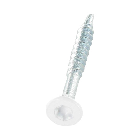 1 x Spanplattenschraube Medium Senkkopf Gezahnt T20 4X35 Mit Gewinde 24 Verzinkt RAL9010 reinweiß