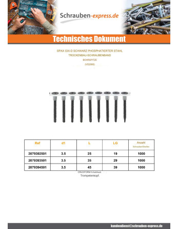 1 x Schnellbauschrauben 50 Spax GIX-D 3,5 x 45...