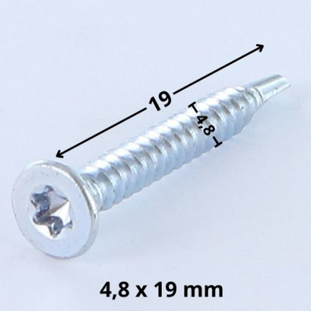 1 x Selbstbohrende Schrauben Senkkopfschraube T25 4,8 x 19 Verzinkt