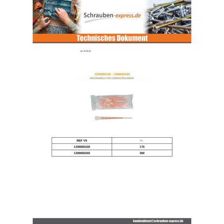 1 x Mischkanüle für chemische Verankerung 170 ml
