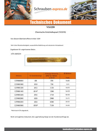 1 x Chemische Dübel Kapsel M24