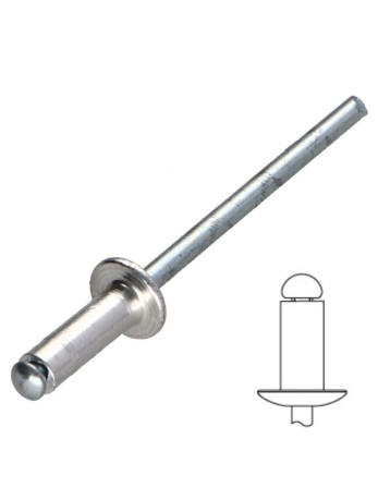 1 x Blindniete Aluminio Vástago acero 4,8 x 25...