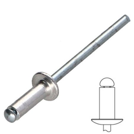 1 x Blindniete Aluminio Vástago acero 4,8 x 25 Standard-Rundkopf RAL7035 hellgrau