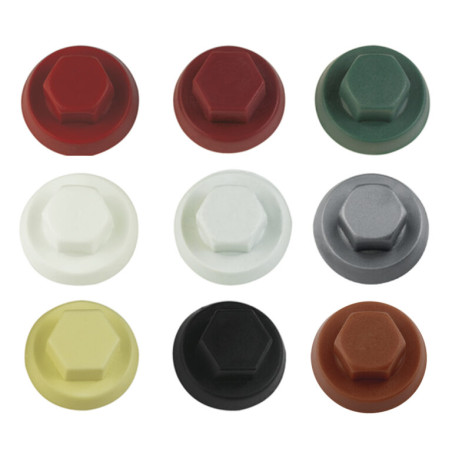 1 x Kappe Sechskantkopf Polyethylen RAL9002 grau weiß für Bohrschrauben oder Blechschrauben Ø 4,8-5,5