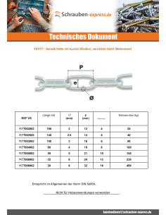 M Kette Gerade LINK CRT 2,5 mm Verzinkt (Meterware) G 2