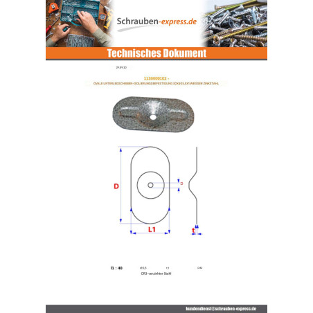 1 x Scheiben/Unterlegscheibe OVAL Befestigung ISOLIEREND 82x405,5x1 Verzinkt