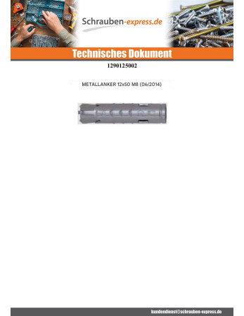 1 x Dübel METALL FM-MP3 12x50 M8 Verzinkt