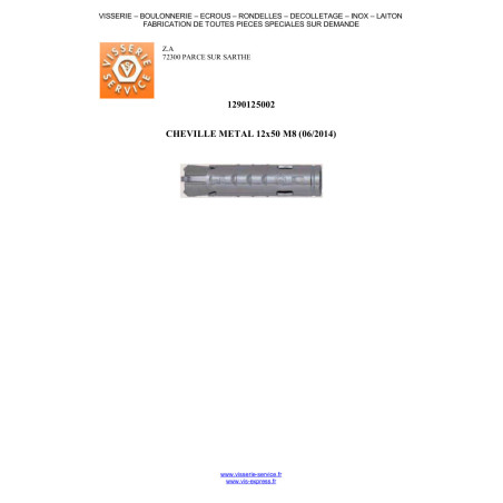 1 x Dübel METALL FM-MP3 12x50 M8 Verzinkt