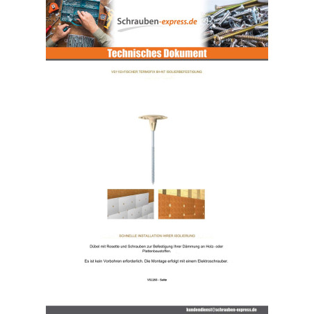 1 x Dübel Und Schraube Fischer ISOLIEREND 6H-NT 6x160