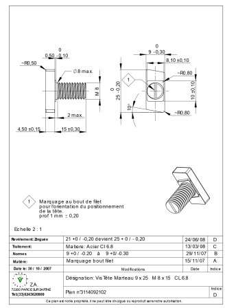 1 x Metallschrauben Hammerkopf M8/15 9x25...