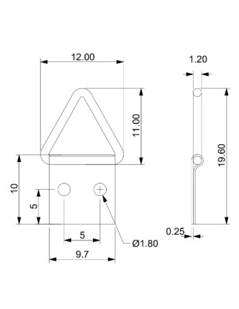 1 x Dreieckiger Bildaufhänger 10 mm Rohstahl